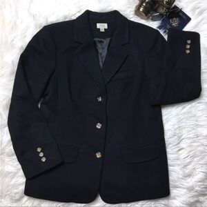 L.L. Bean Black Wool Cashmere Classic Blazer Jacket